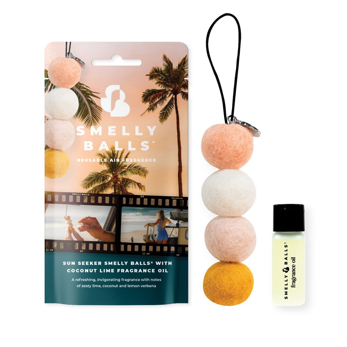 Smelly Balls Car Air Freshener Sun Seeker - Coconut Lime 5ml Set Pouch - ARSBSSS