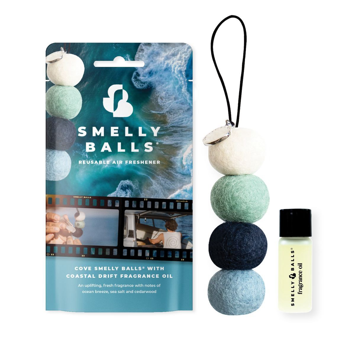 Smelly Balls Car Air Freshener Cove - Coastal Drift 5ml Set Pouch - ARSBSCVCD