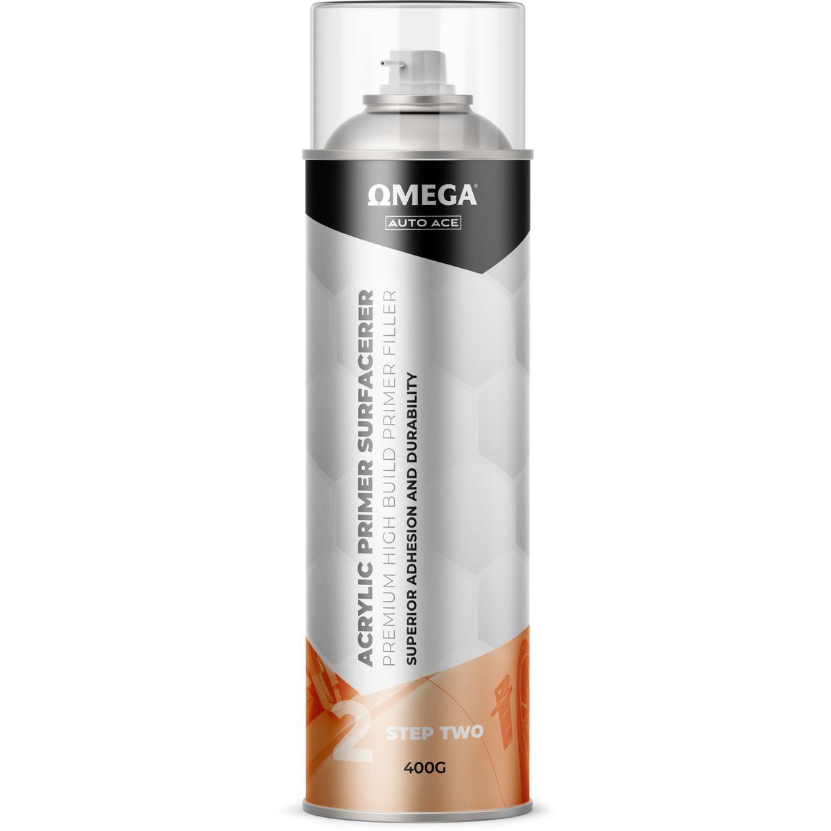 Omega Acrylic Primer Surfacer Spray Grey 400g - AA-APSG400G Auto