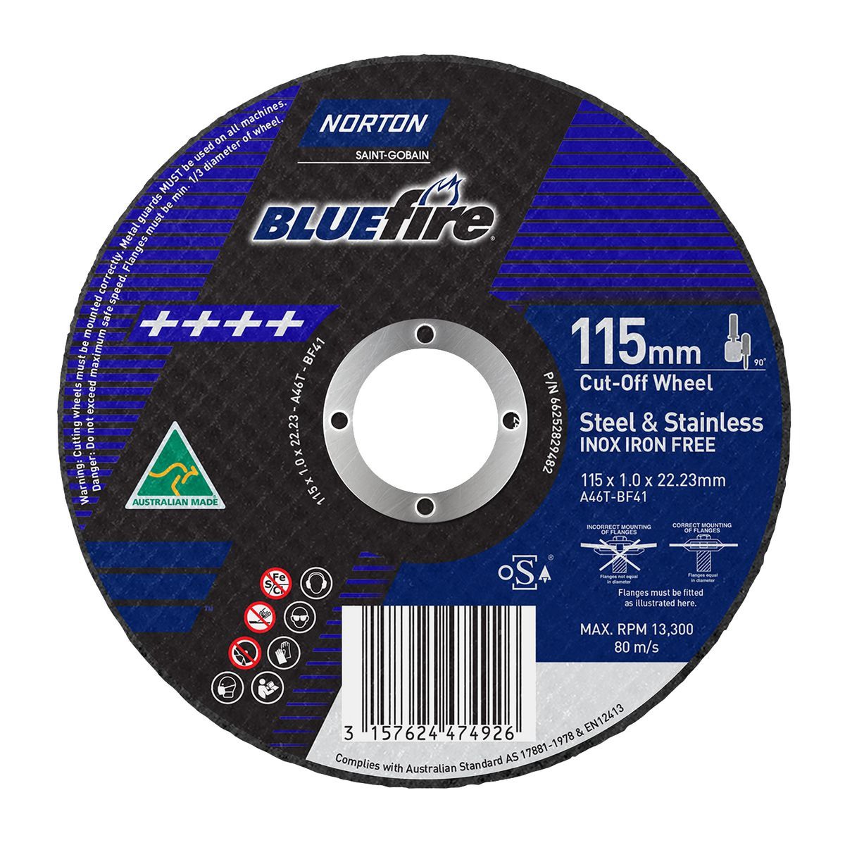 NortonCut Off Wheel 115mm x 1 x 22.23mm - 66252829482 Workshop Tool