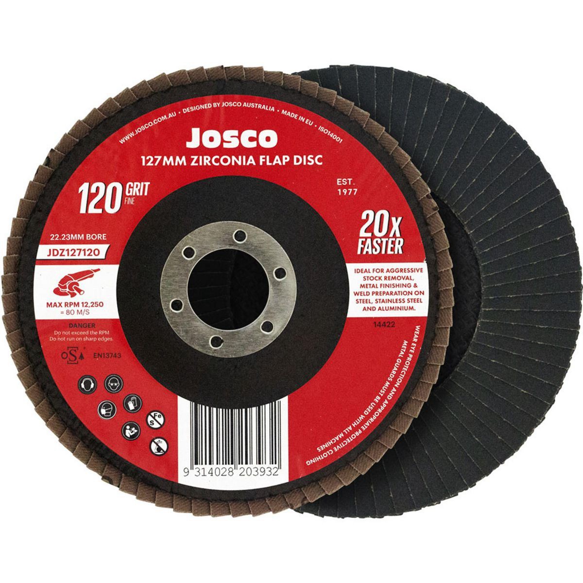 Josco Flap Disc 127x22 120g Zirconia - JDZ127120 Auto