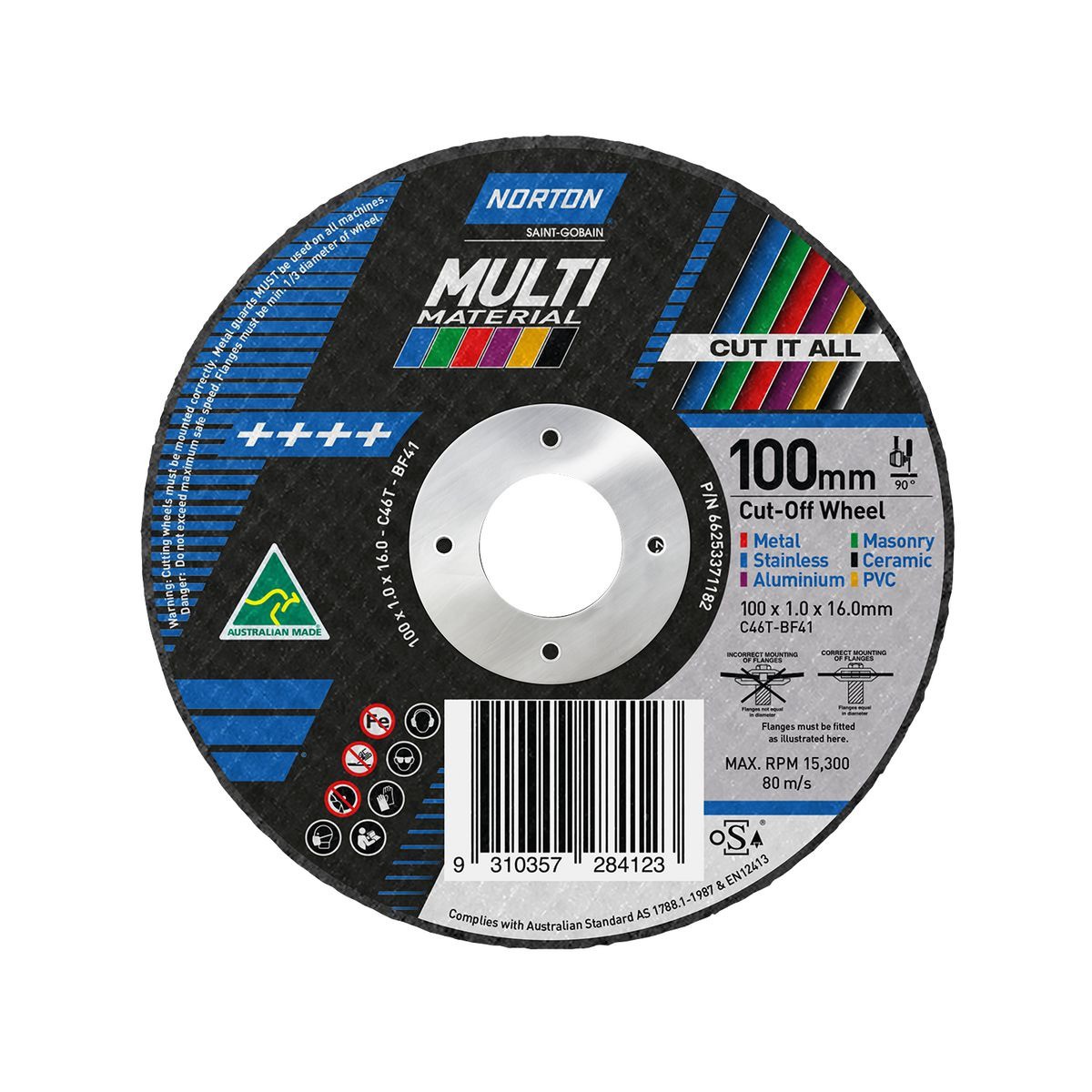 Norton Multi-Purpose Cut-Off Wheel – 100x1.0x16mm , C46T - 66253371182 Auto