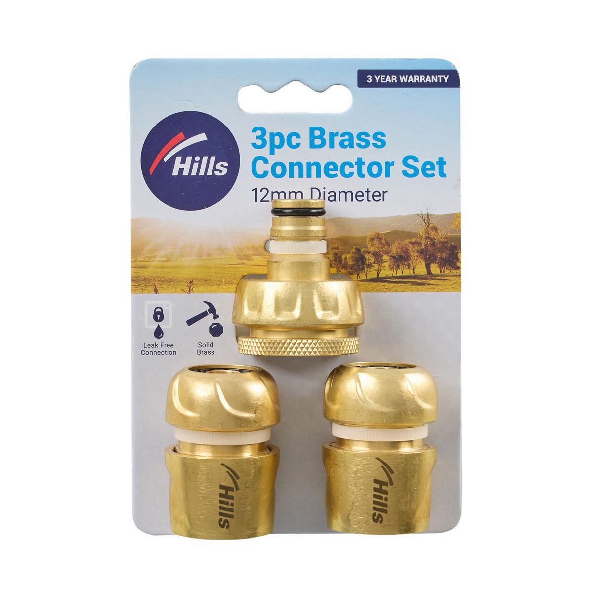 Hills 12MM Brass 3 Piece Fitting Set - 50134456 Workshop Tool
