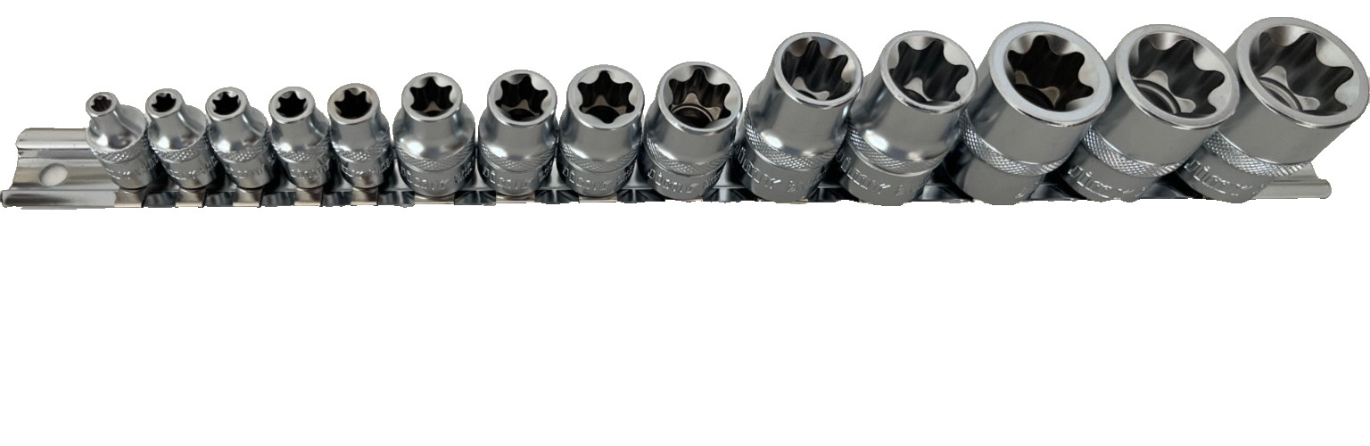 jimy CrV 1/4 3/8 1/2 Dr Torx Socket Set 14pc E4 to E24 41.SS14 24
