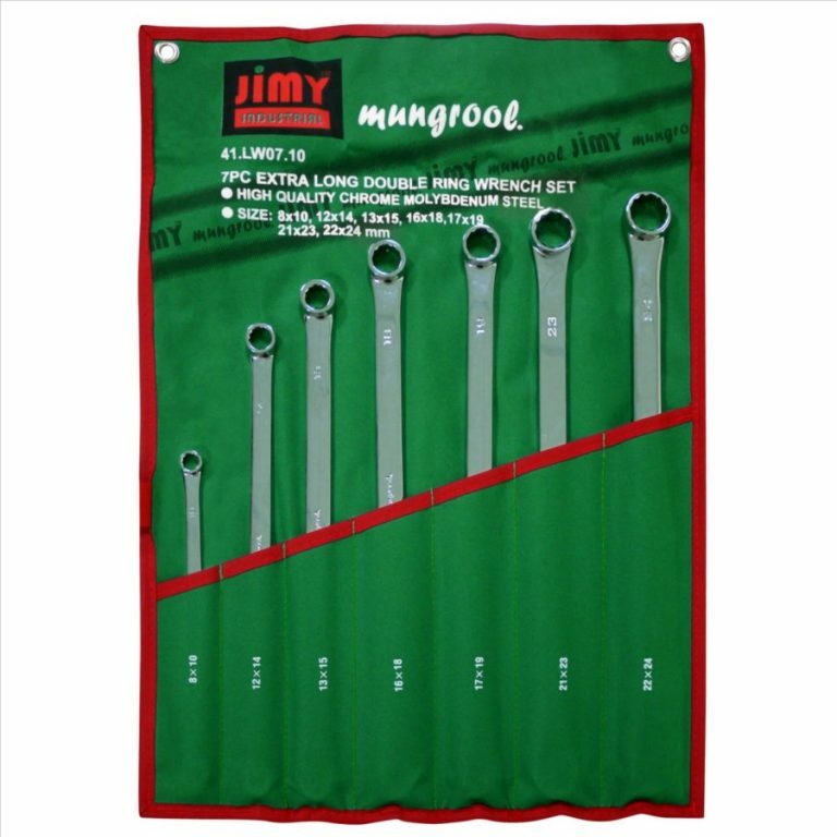 jimy Spanner Set 8mm to 24mm Extra Long Double Ring Flat CrV 7pc 41.LW07.10