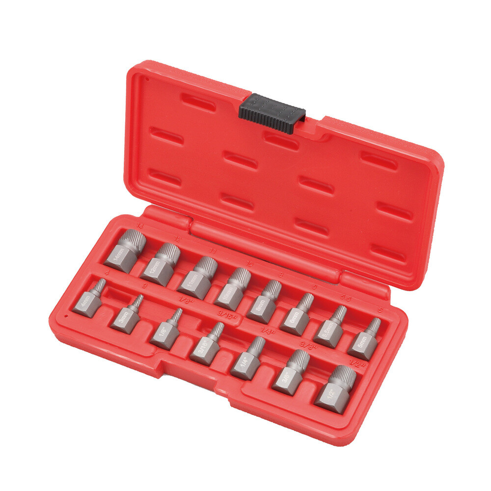 jimy Screw Extractor Kit 15pc Metric/SAE Combo AM.SD1037B Gun metal grey HRC