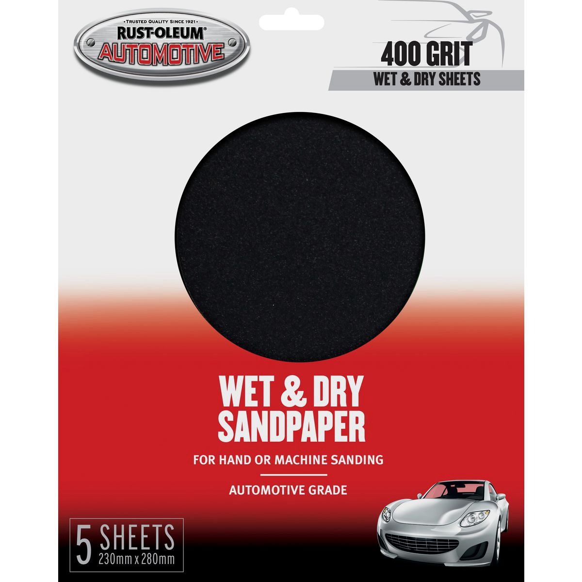 Rust-Oleum Automotive Wet & Dry Sandpaper 400 Grit 5 Pack - 367644 Auto