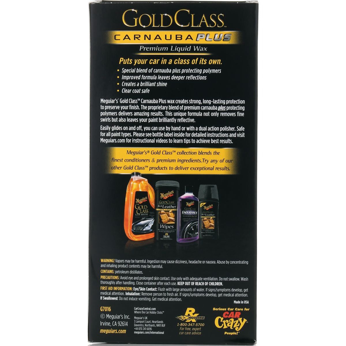 Meguiar's Gold Class Liquid Carnauba Wax 473ml - G7016 Car Interior