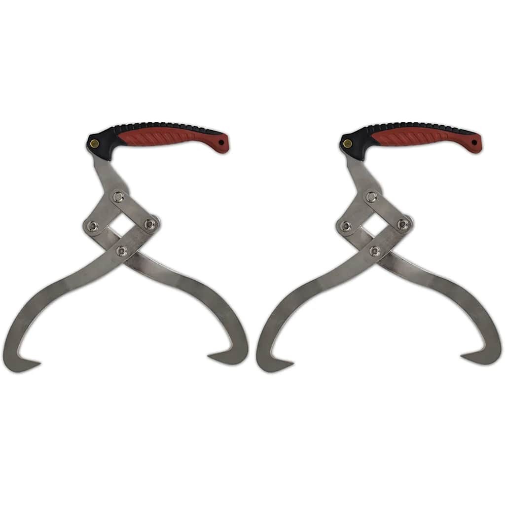 vidaXL 2x Log Tongs TPR Handle 44 cm Silver Plastic Outdoor Lifting 141270