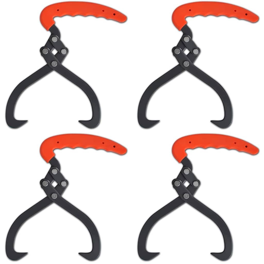 vidaXL 4x Log Tongs PVC Ergonomic Handle 30 Centimeters Camping Outdoor