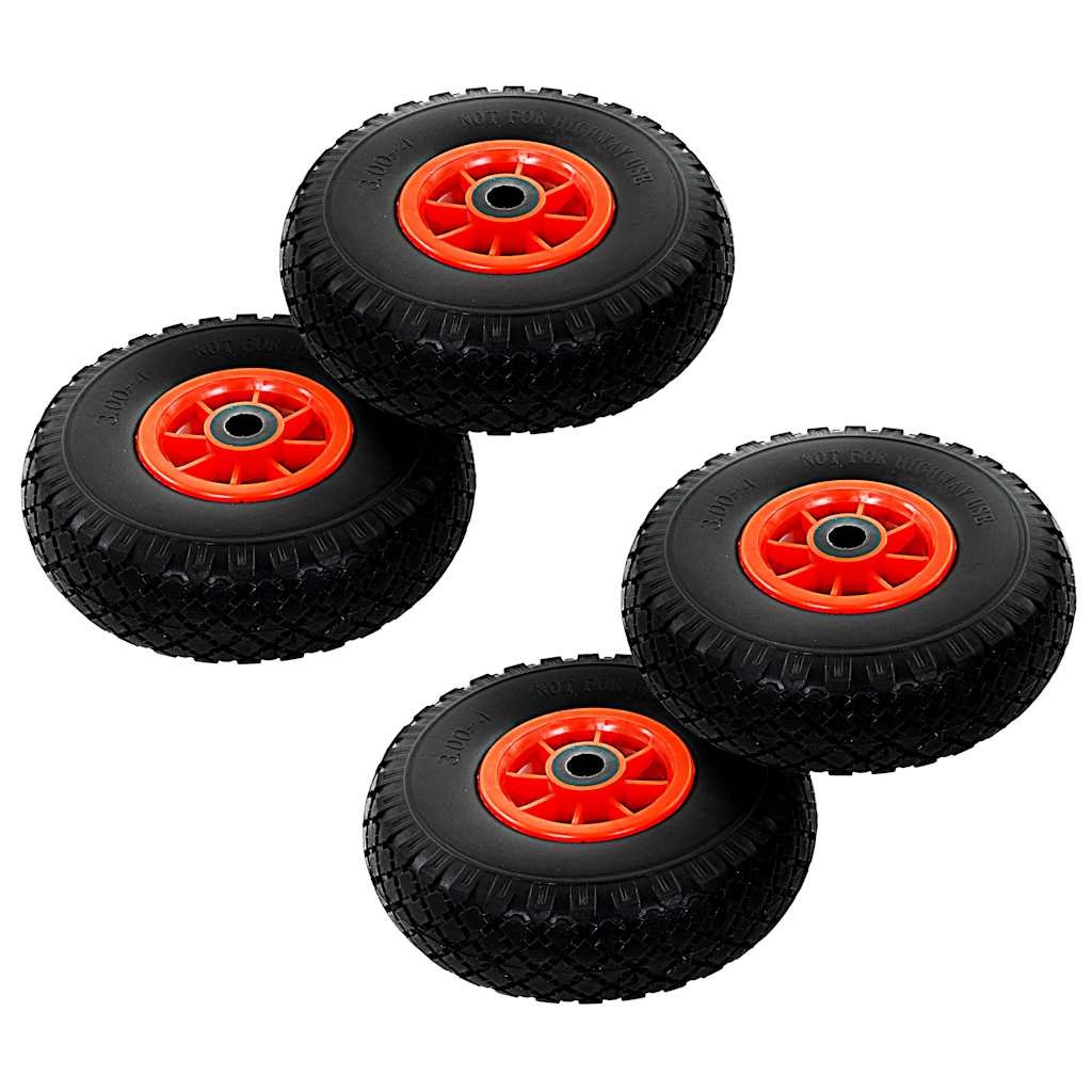 4x vidaXL Sack Truck Wheel Solid PU 3.00-4 260x85 Pneumatic Trolley Tyre 142972