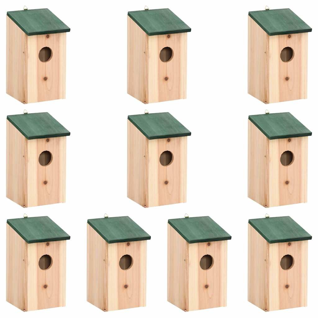vidaXL Bird Houses 10 pcs Solid Firwood 12x12x22 cm Small Wild Bird Feeder
