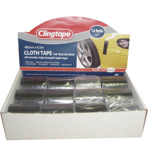 Clingtape Cling RB51BK Automotive Cloth Tape Black 48mm x 4.5m