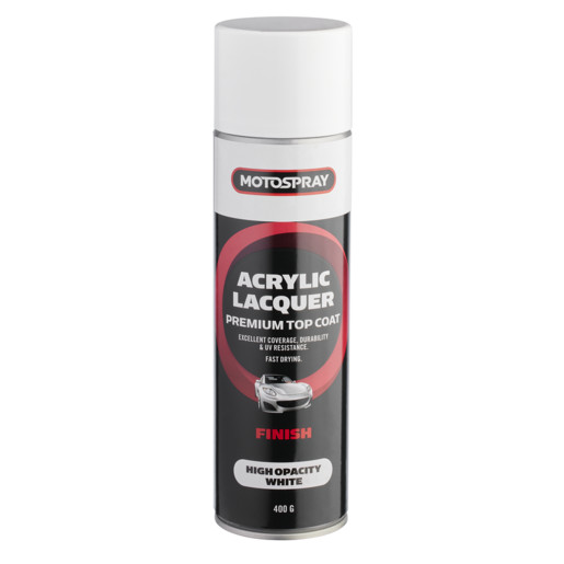 Motospray MSGW400 Acrylic Lacquer High Opacity White Aerosol Spray Paint 400g