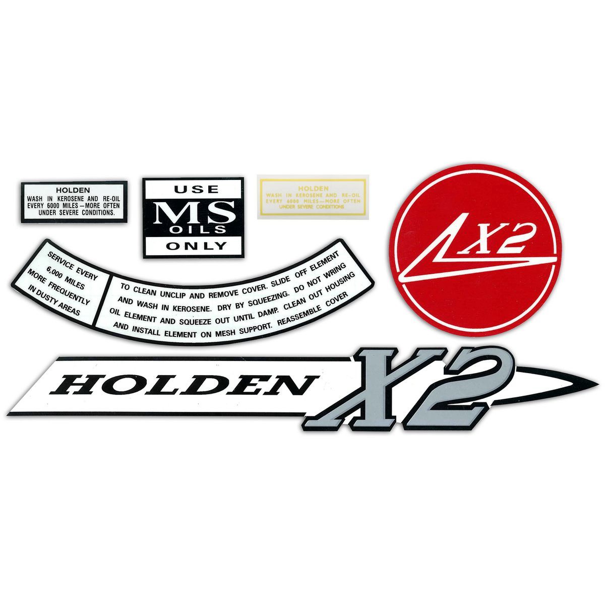 RSP Decal Kit Engine Bay Holden HD X2 - ED1008 4WD Brake Parts Workshop Tool
