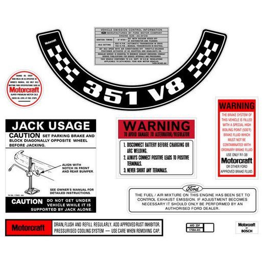 RSP Decal Kit Ford XB ZG 351 V8 Small Air Cleaner - BD2073 4WD Brake Parts