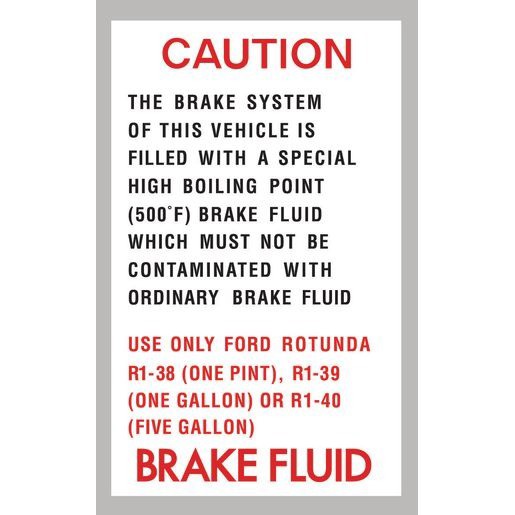 RSP Decal Brake Fluid Caution Falcon XR XT GT Fairlane ZA - BD4399 Car Service