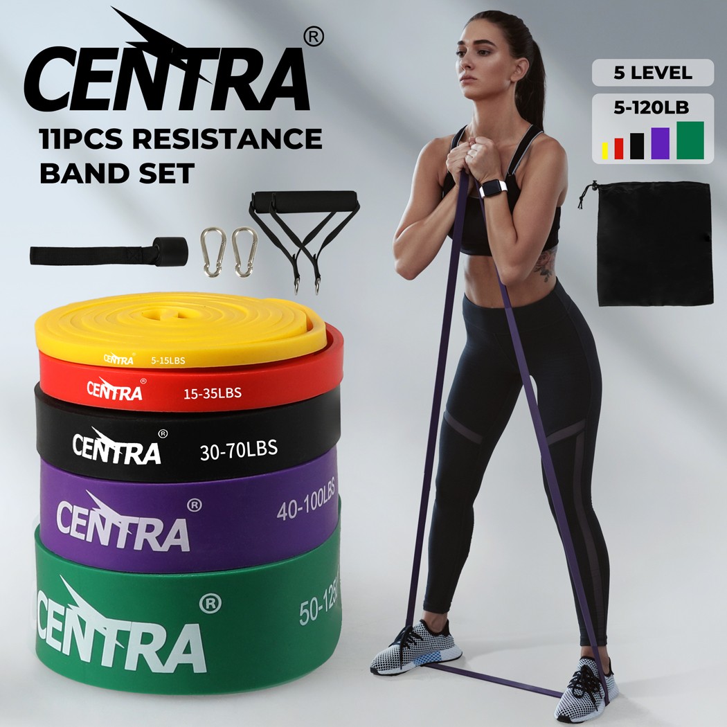 Centra Heavy Duty Resistance Bands Adjustable 11Pcs Strength Gym Training