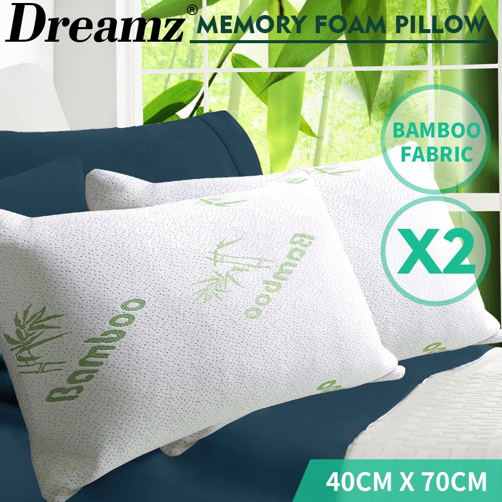 DreamZ Cooling Memory Foam Pillow 2Pcs 70x40cm Bamboo Cover Side Sleepers