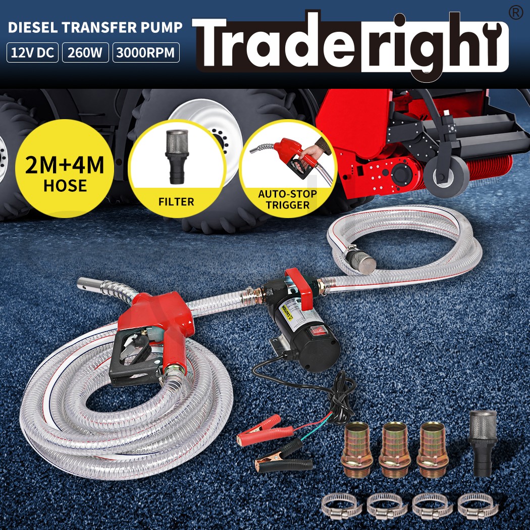 Traderight 12V Diesel Transfer Pump 260W 3000rpm Kerosene Oil Fuel Extractor
