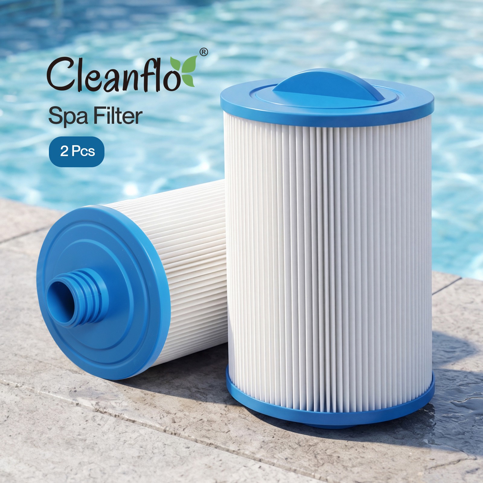 Cleanflo 2x Pool Filter Cartridges PWW50 Spa Replacement Reusable PP PE