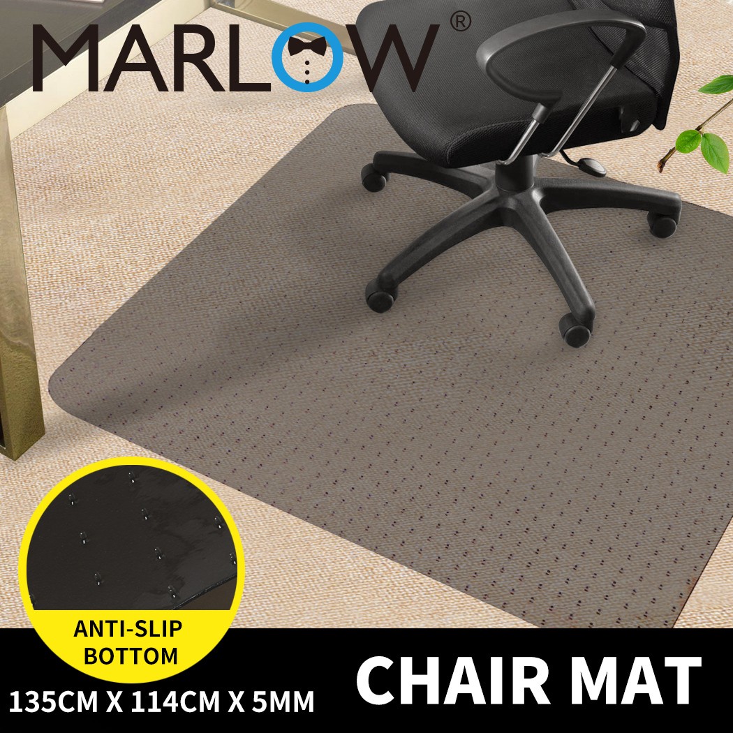 Marlow Black PVC Chair Mat Office Carpet Floor Protector 135X114 Durable