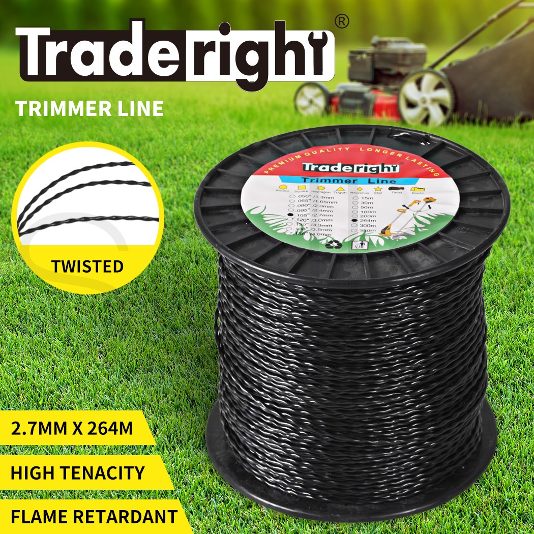 Traderight Spiral Twist Trimmer Line 2.7mm x 264m Nylon Whipper Snipper Cord