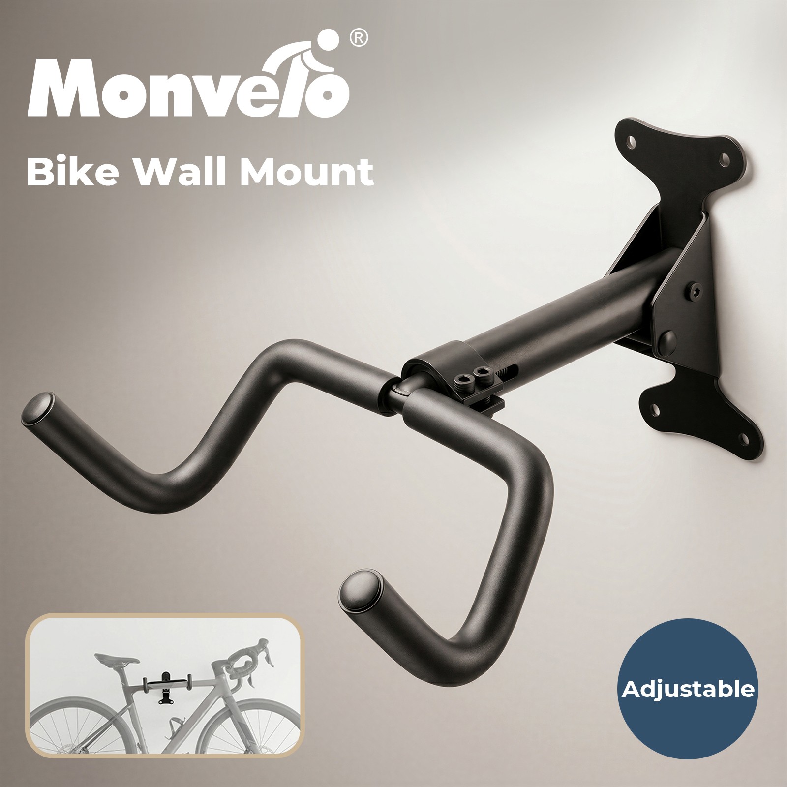 Monvelo Bicycle Wall Mount Bike Stand Parking Rack Retractable Storage Hook 30kg