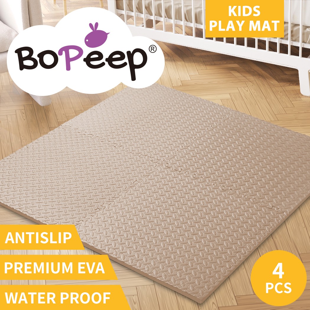 Bopeep EVA Foam Kids Play Floor Crawling Interlocking Beige 60x60 Baby Nursery
