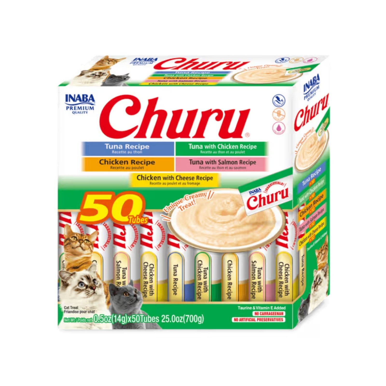 Inaba Cat Churu Puree Tuna Chicken Varietie 50pk Cat Food Pet Supplies