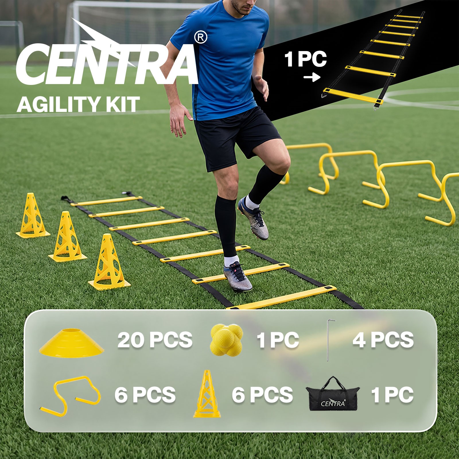 Centra 39Pcs Speed Agility Ladder Training Set Soccer PVC Equipment Workout