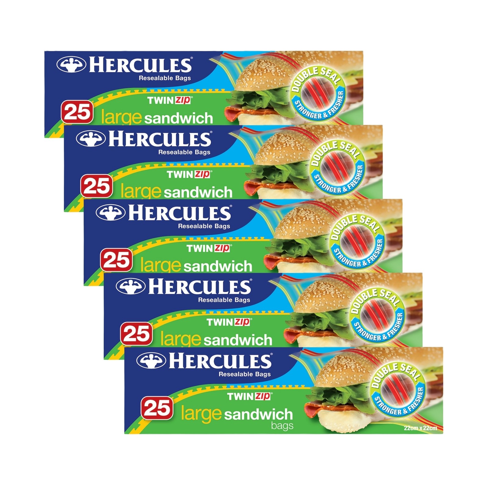 Hercules Large Sandwich Food Storage Bags 25pk x5 Kitchen Organisation