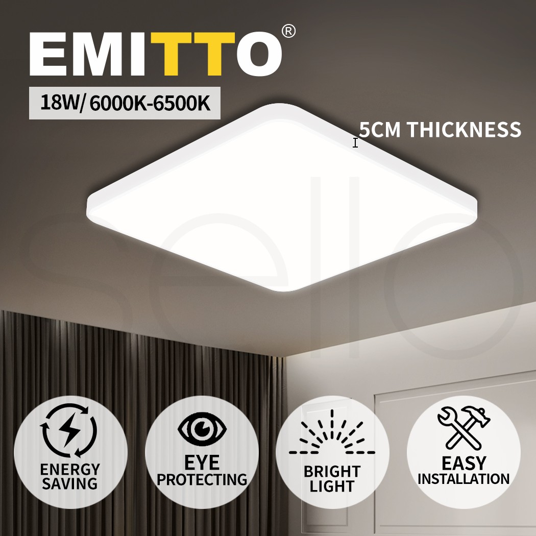 Emitto 18W LED Ceiling Down Light Ultra-Thin 5cm White Square Surface Mount