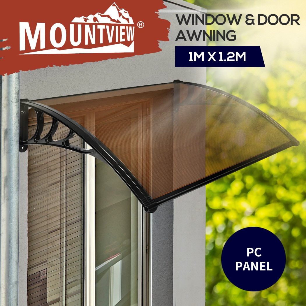 Mountview Window Door Awning Canopy Waterproof Brown 1m x 1.2m Wall-Mounted