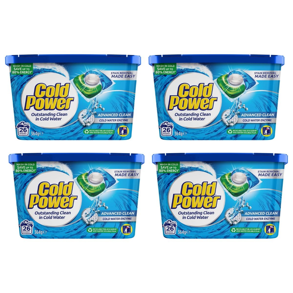 Cold Power Advanced Clean 104 Laundry Detergent Capsules Cleaning Supplies