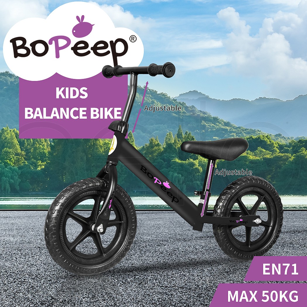 Bopeep Kids Balance Bike Ride-On Push Bicycle Black Adjustable Seat Handlebar