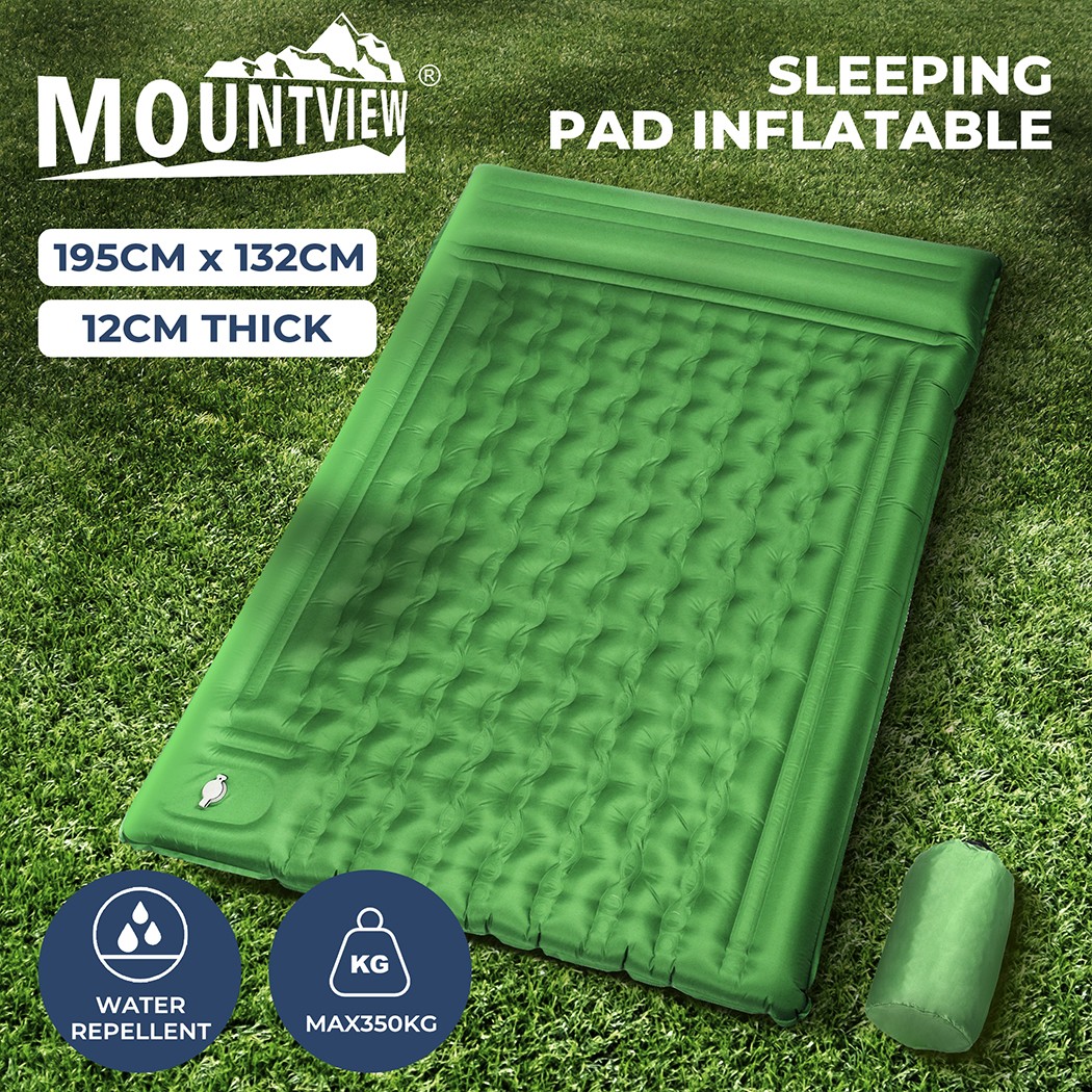 Mountview Double Self-Inflating Camping Mattress Air Pad Green 195cm 132cm Bag