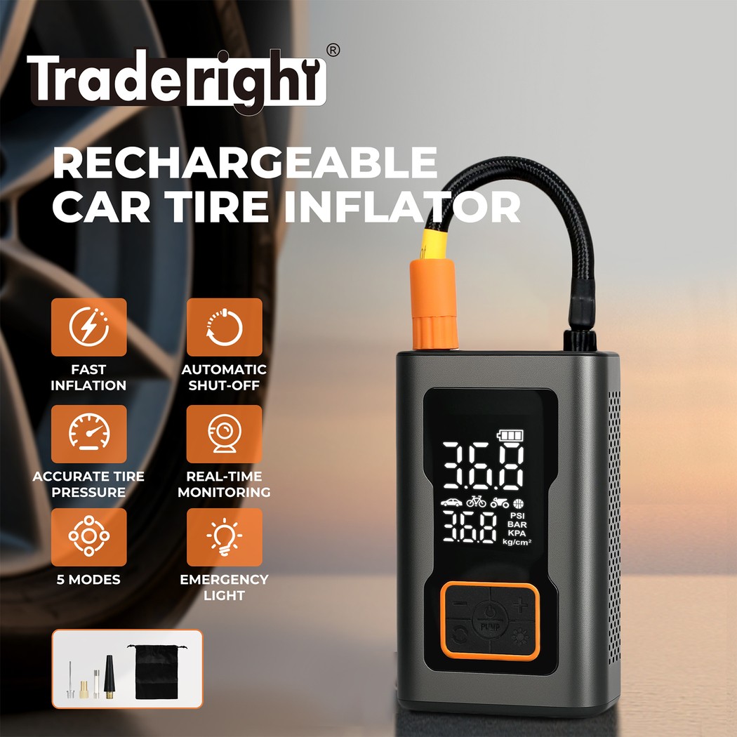 Traderight Rechargeable Tyre Inflator 150PSI Cordless 12V Battery Compressor