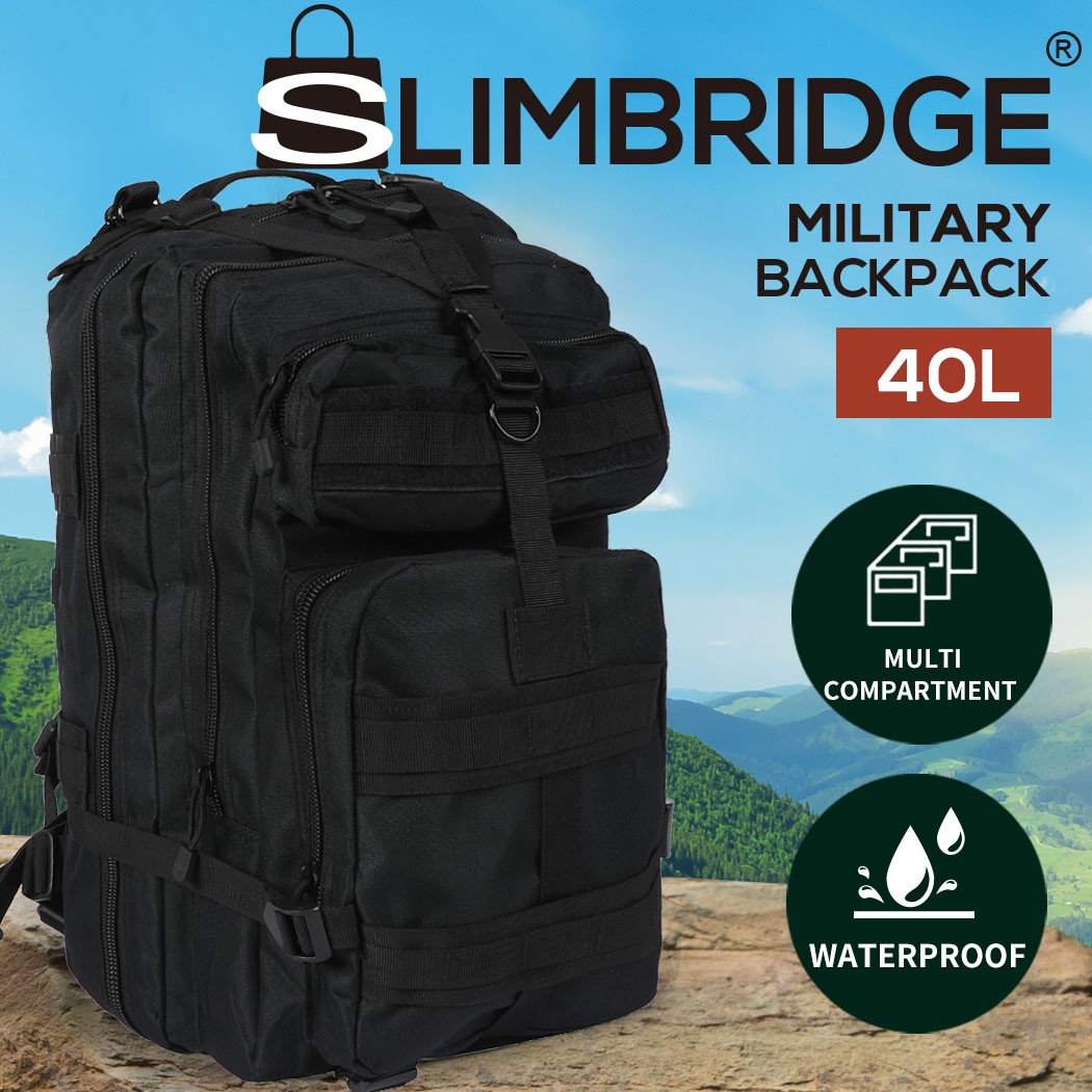 Slimbridge Military Tactical Backpack 24 Medium Waterproof Black Hiking