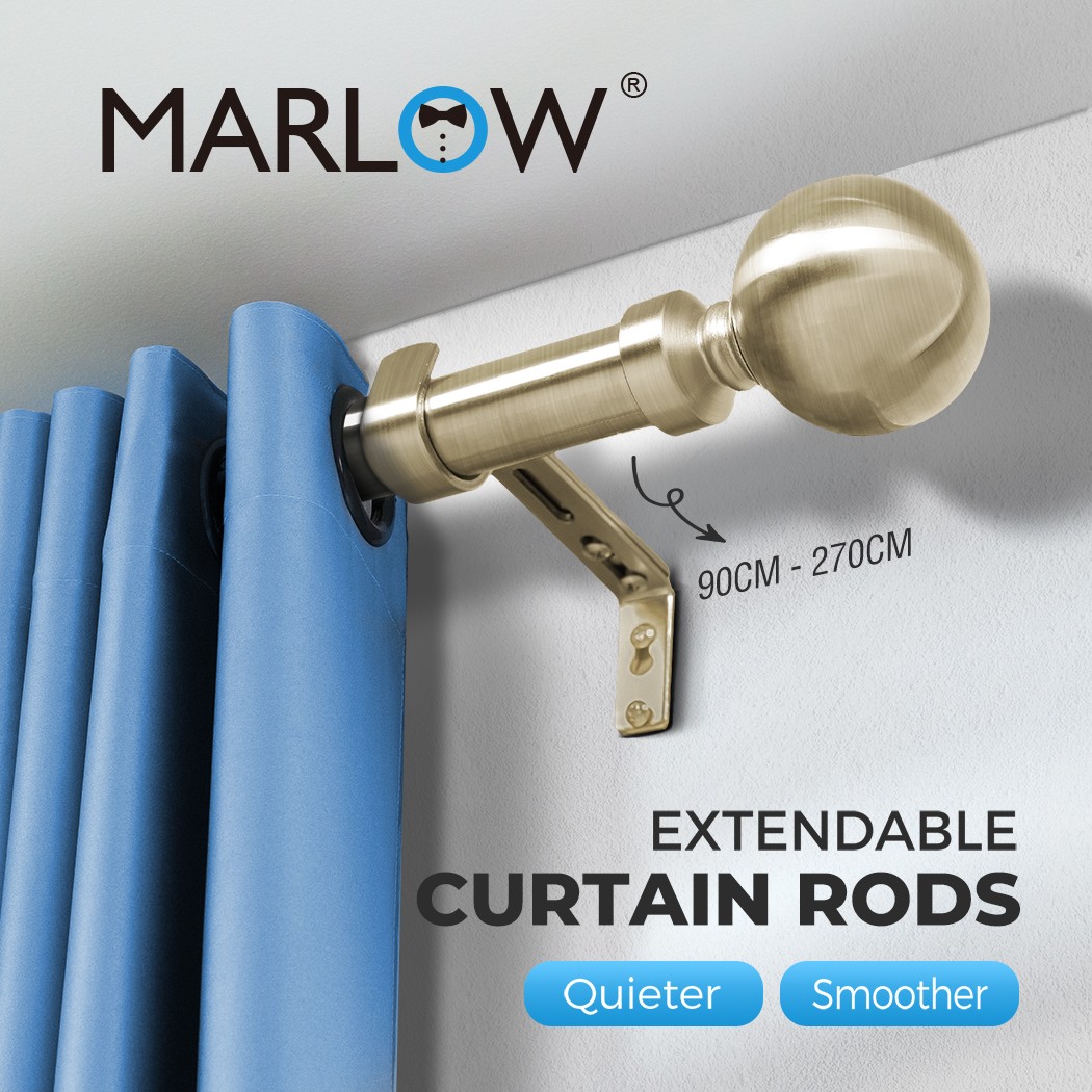 Marlow Steel Extendable Curtain Rod Pole Set 90cm Adjustable Quiet 4 Set