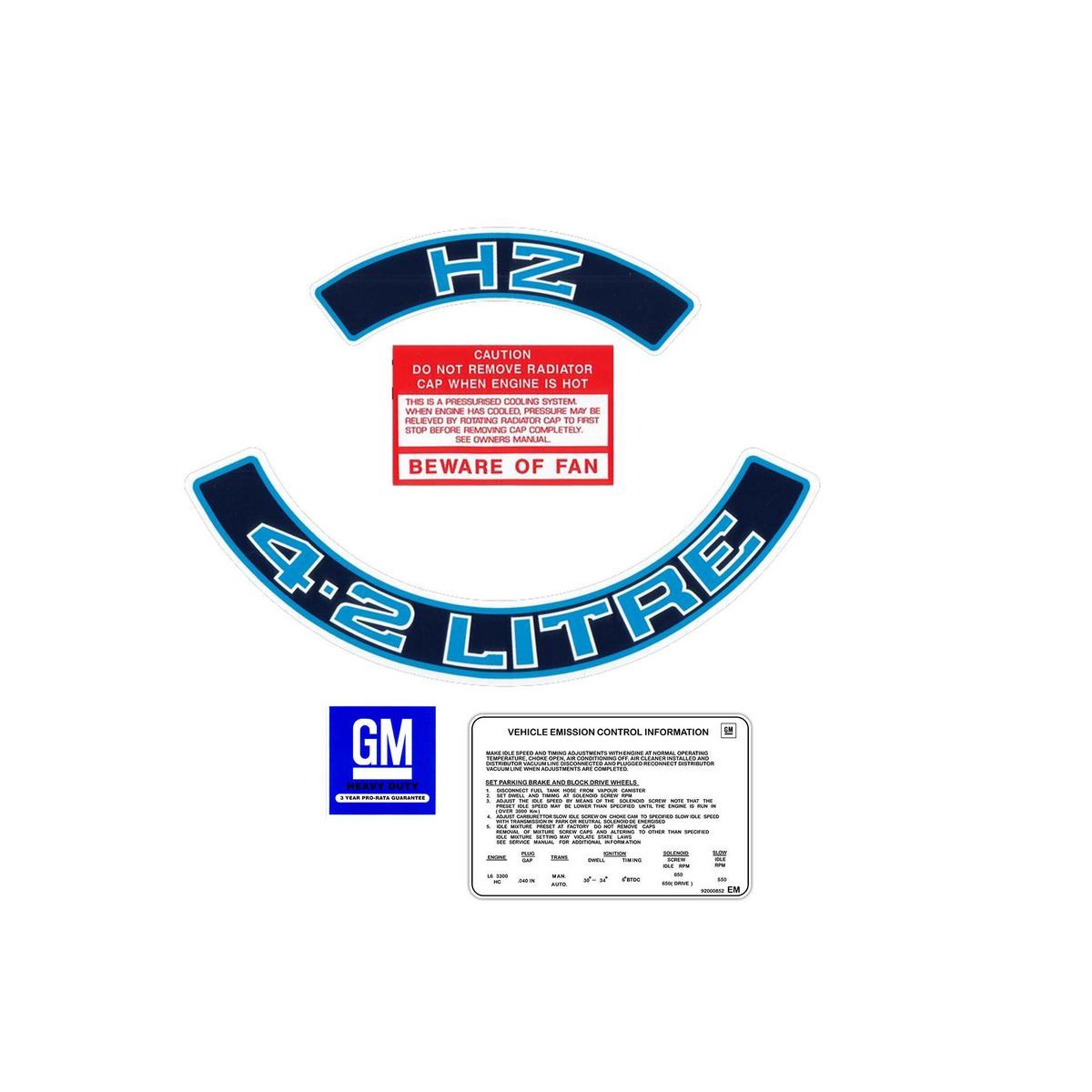 RSP Engine Decal Kit (Blue) Holden HZ 4.2 Litre - ED1033 Auto