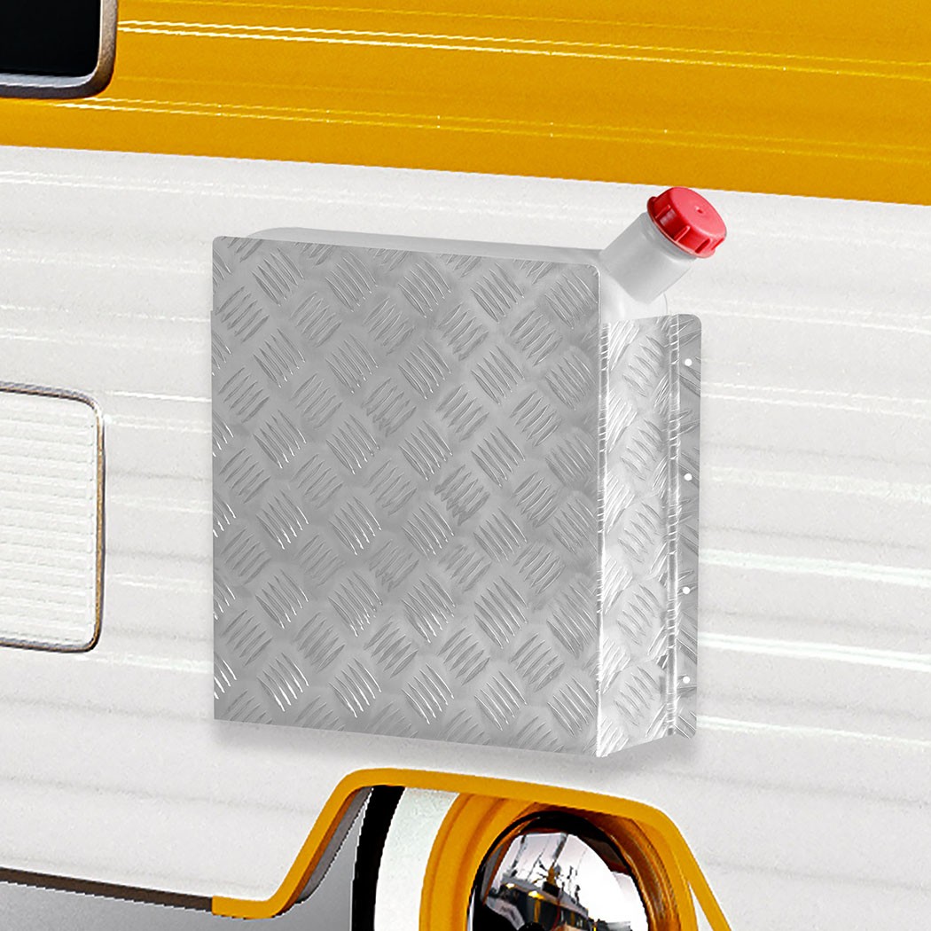 Manan Diesel Heater Tank Cover 10L 15L Fuel Silver Aluminium Caravan 4 Sides
