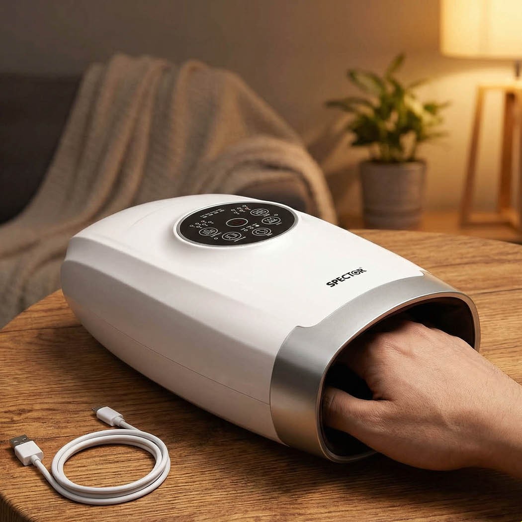 Spector Rechargeable Electric Hand Massager Air Compression Wrist Palm Therapy