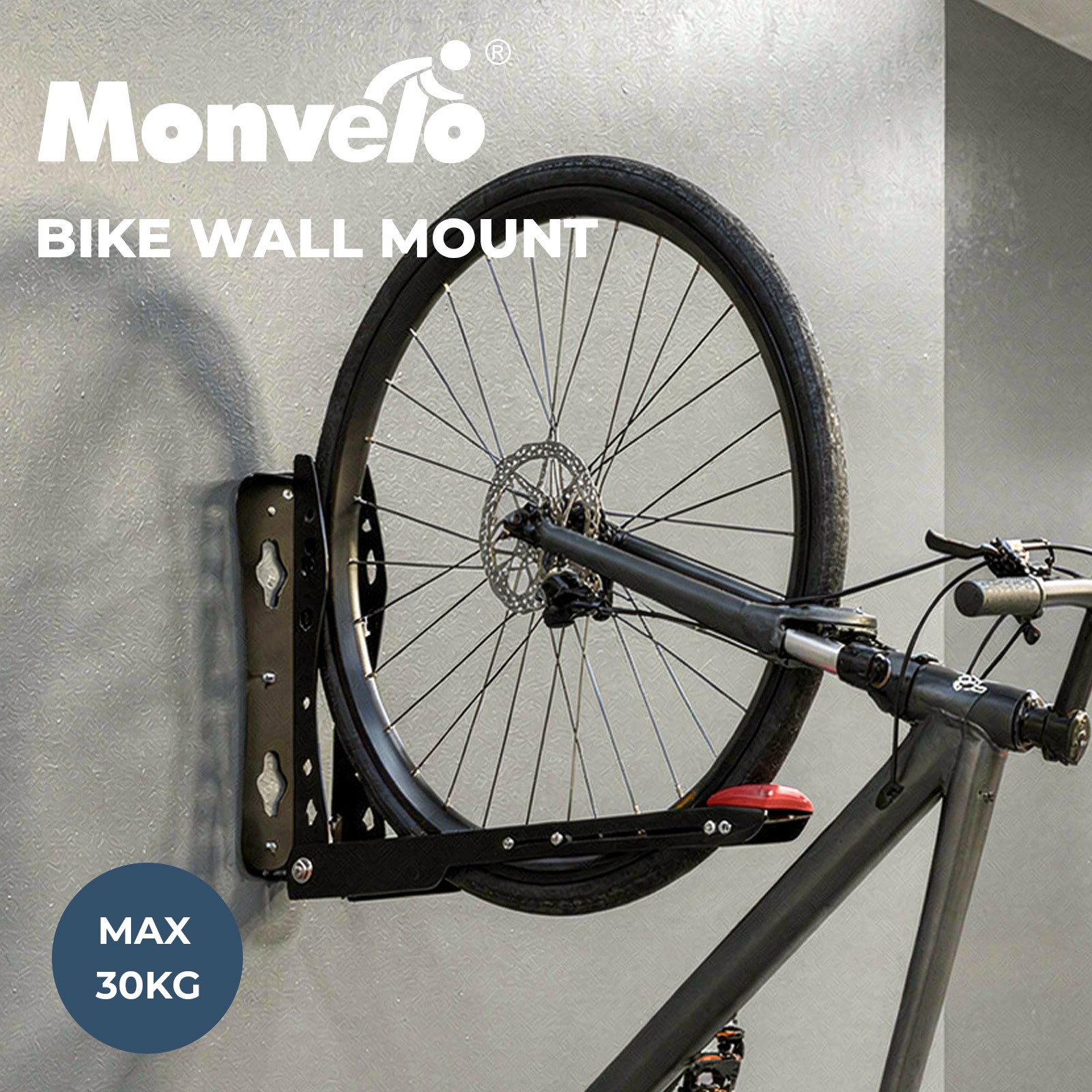 Monvelo Bicycle Wall Mount Foldable Adjustable Swivel Bike Storage Rack 30kg Max
