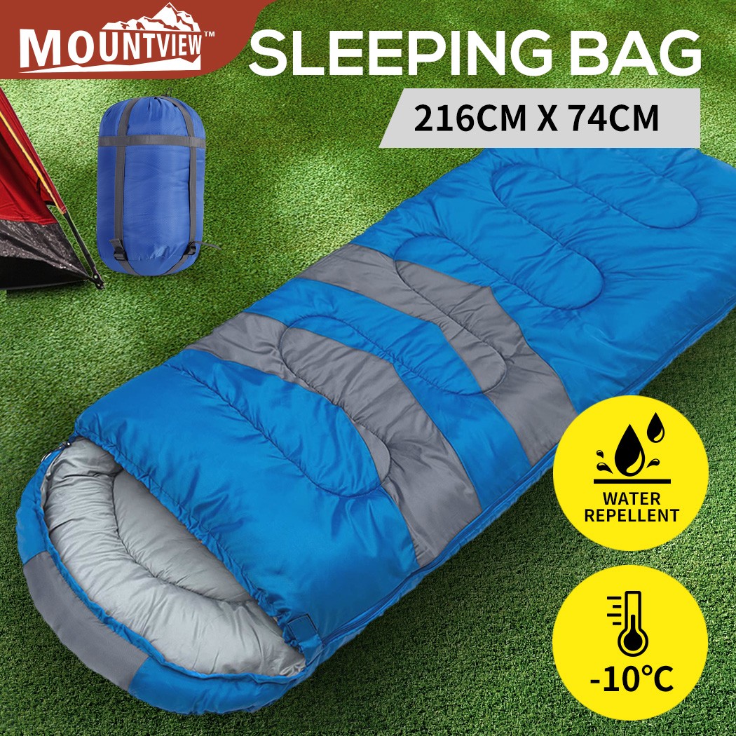 Mountview Sleeping Bag Single Outdoor Camping Hiking Thermal-10 Tent Blue Travel