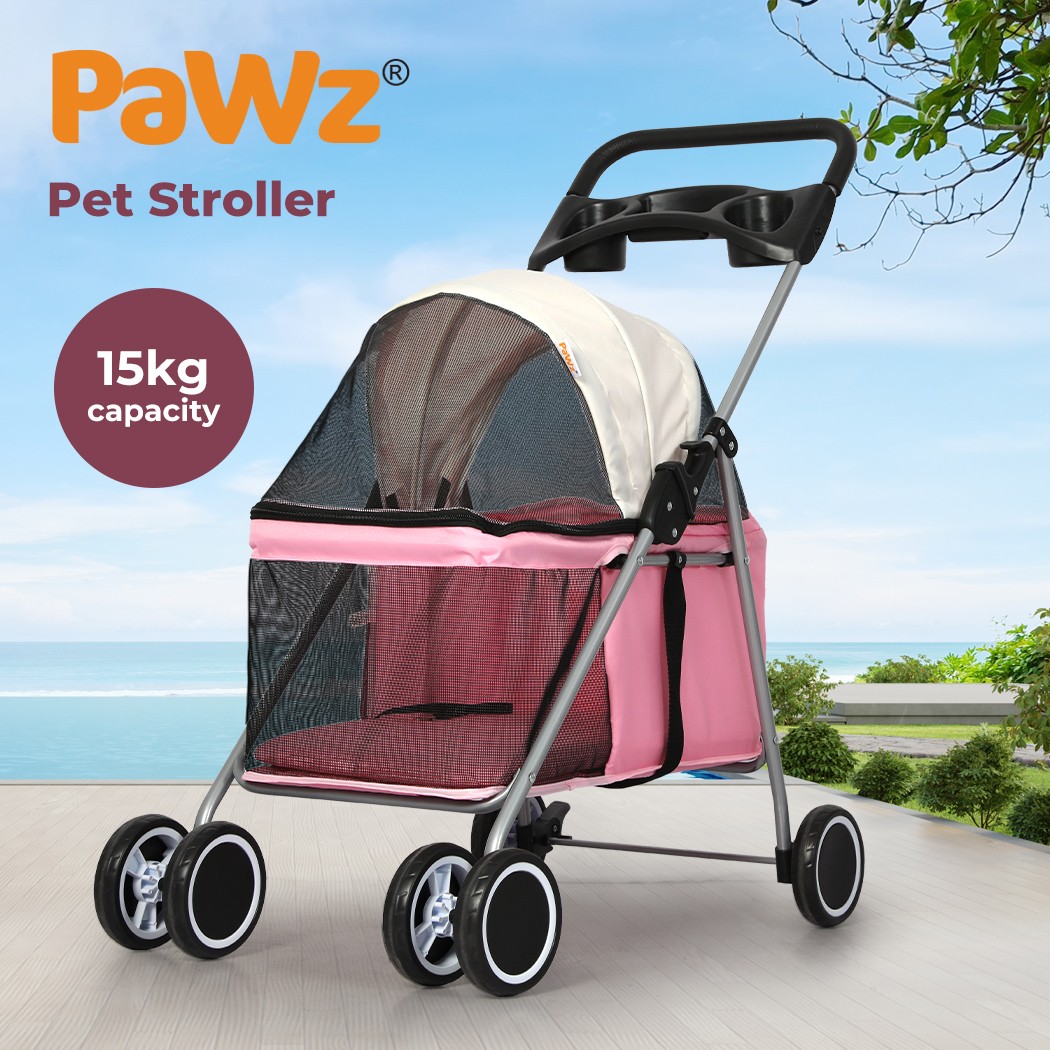 Pawz Pet Stroller Dog Large Spacious Carrier Travel Foldable Pram 4 Wheels 69cm