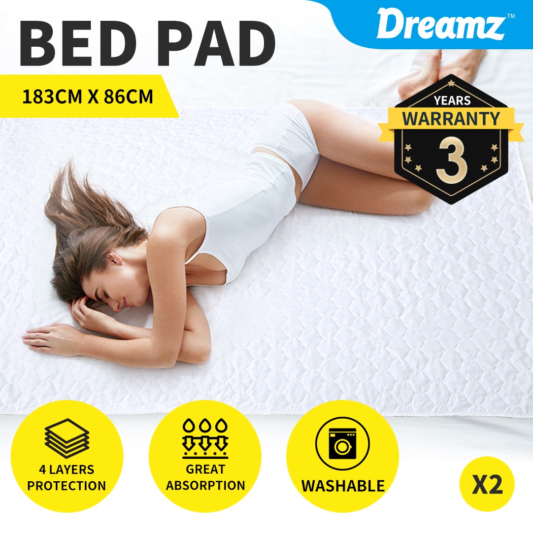 Dreamz King Bed Pad Waterproof Absorbent Incontinence Underpad Washable x2