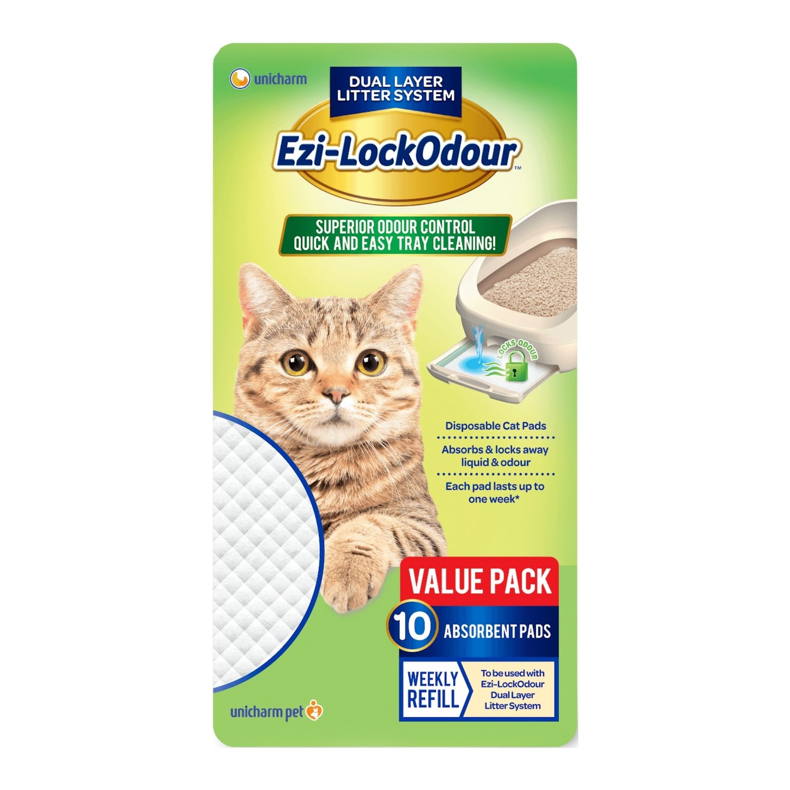 Ezi Lockodour Absorbant Cat Pads 10pk Litter Pet Supplies