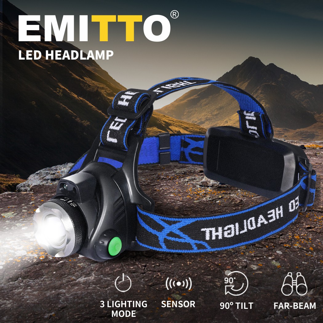 LED Sensor Head Torch Headlamp 18650 Battery USB Rechargeable 3 Lighting Mode