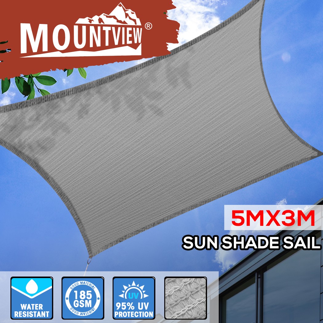 Mountview Sun Shade Canopy Outdoor Awning Rectangle Charcoal 5x3m Protection